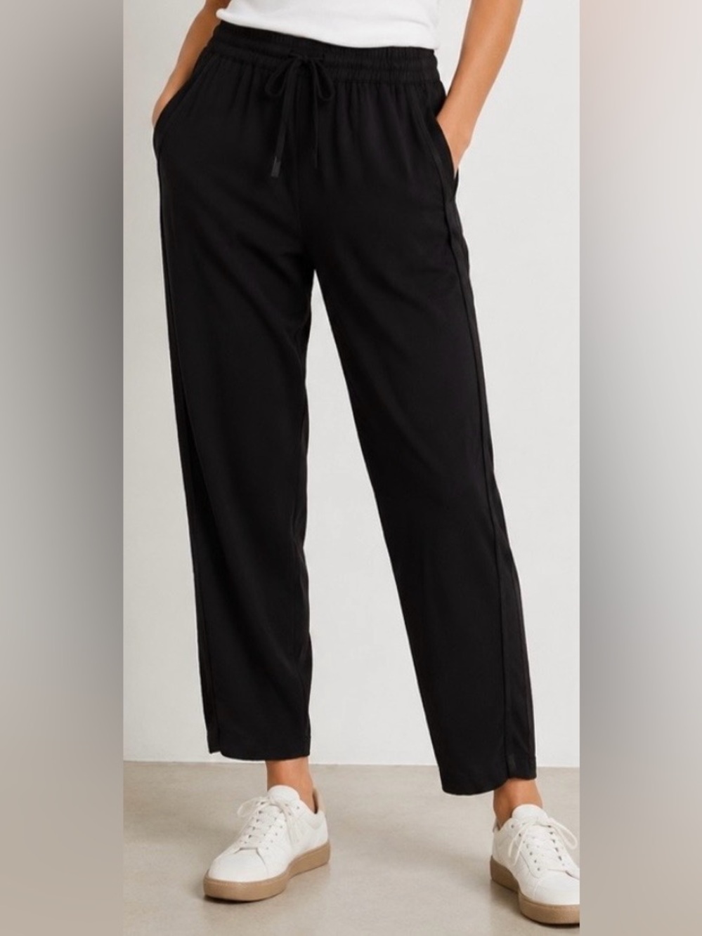 Madewell Black Drawstring Tapered Jogger Pants Pull-On Casual Office Travel Sz M